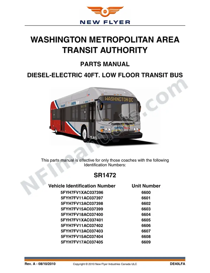 SR1472 Parts Manual, WMATA first-page preview