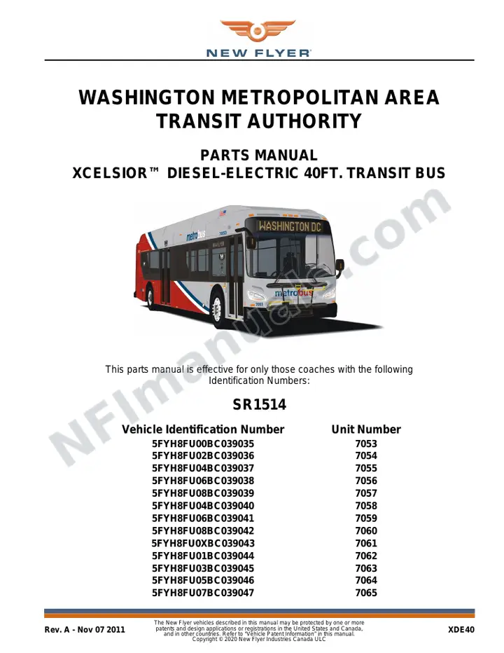 SR1514 Parts Manual, Washington Metropolitan Area Transit Authority first-page preview