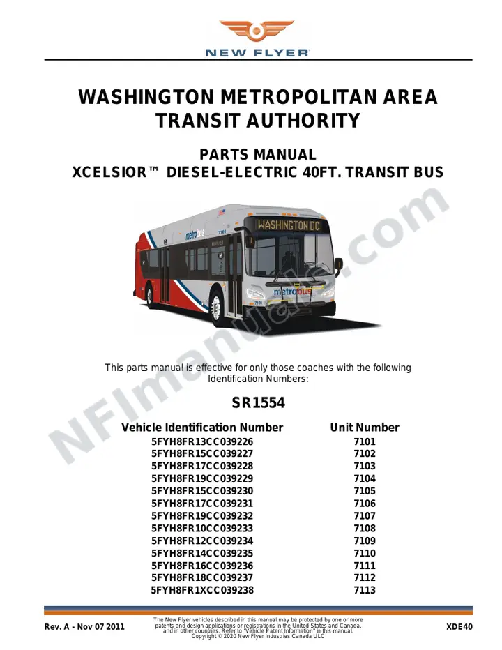 SR1554 Parts Manual, Washington Metropolitan Area Transit Authority first-page preview