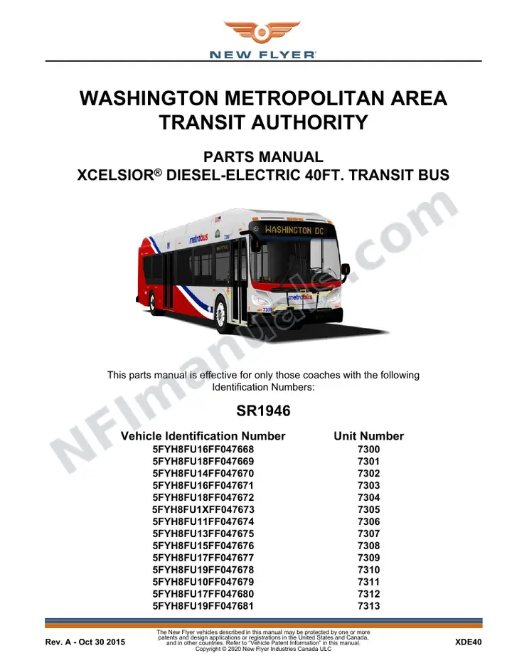 SR1946 Parts Manual, Washington Metropolitan Area Transit Authority first-page preview