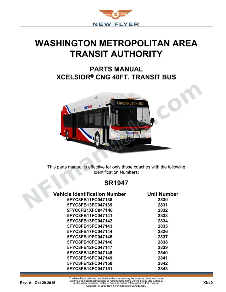 SR1947 Parts Manual, Washington Metropolitan Area Transit Authority first-page preview