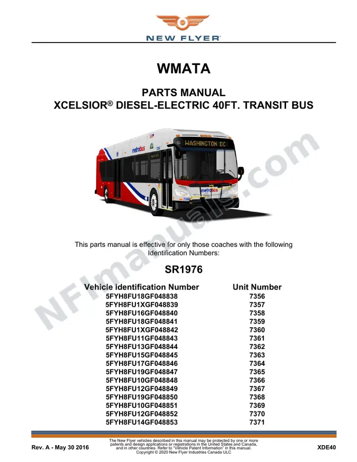 SR1976 Parts Manual, WMATA first-page preview