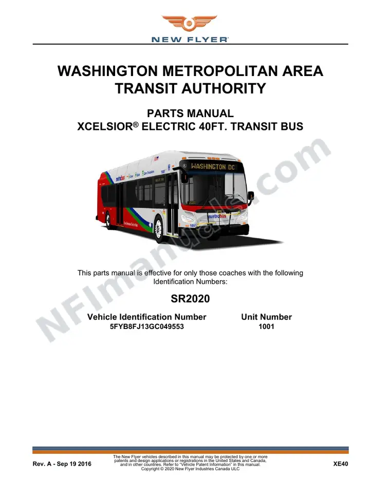 SR2020 Parts Manual, Washington Metropolitan Area Transit Authority first-page preview