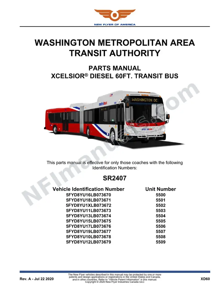 SR2407 Parts Manual, Washington Metropolitan Area Transit Authority first-page preview