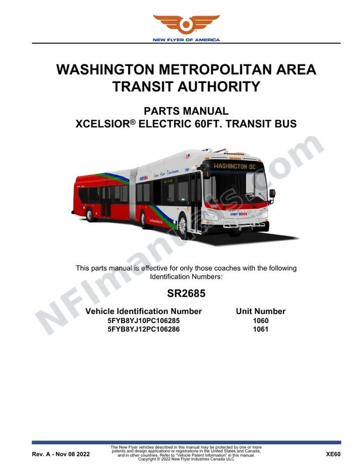 SR2685 Parts Manual, Washington Metropolitan Area Transit Authority first-page preview