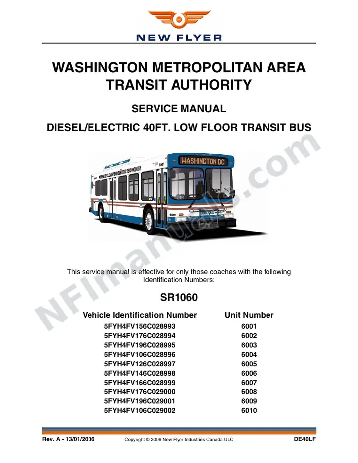 SR1060 Service Manual, WMATA first-page preview
