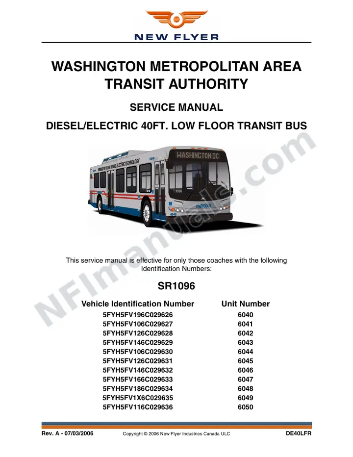 SR1096 Service Manual, WMATA first-page preview