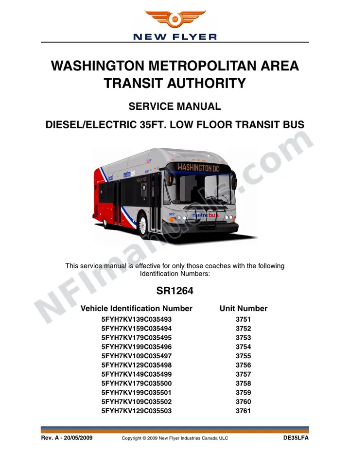 SR1264 Service Manual, WMATA first-page preview