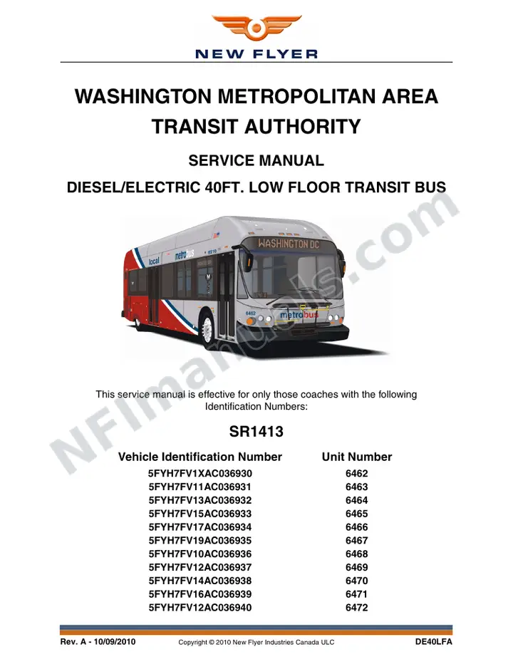 SR1413 Service Manual, WMATA first-page preview