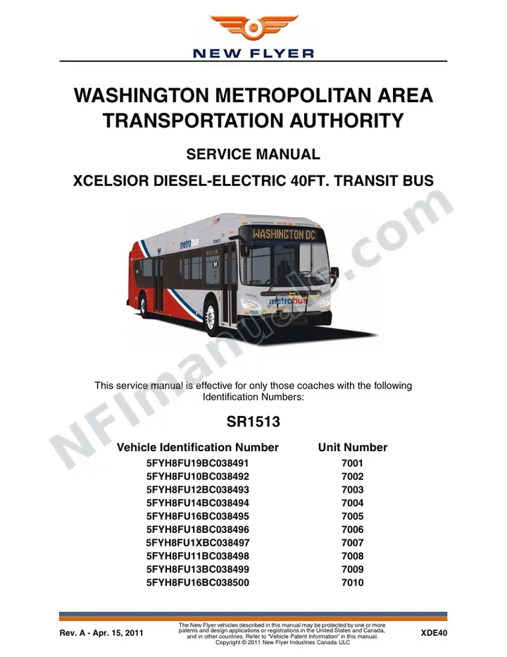 SR1513 Service Manual, WMATA first-page preview