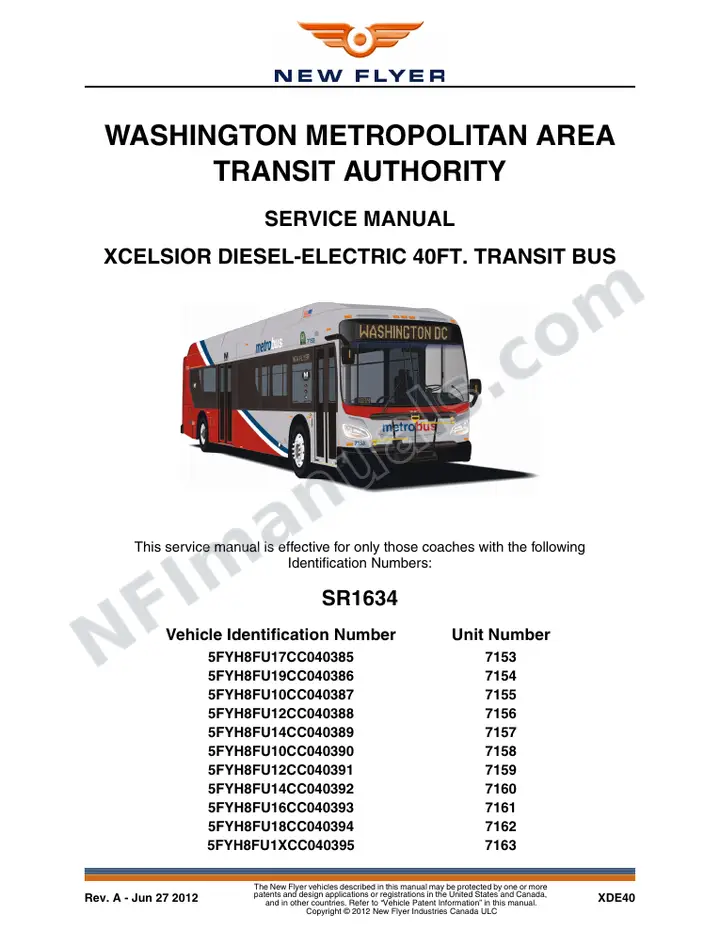 SR1634 Service Manual, WMATA first-page preview
