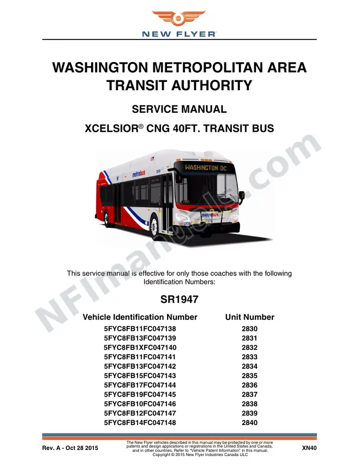 SR1947 Service Manual, Washington Metropolitan Area Transit Authority first-page preview