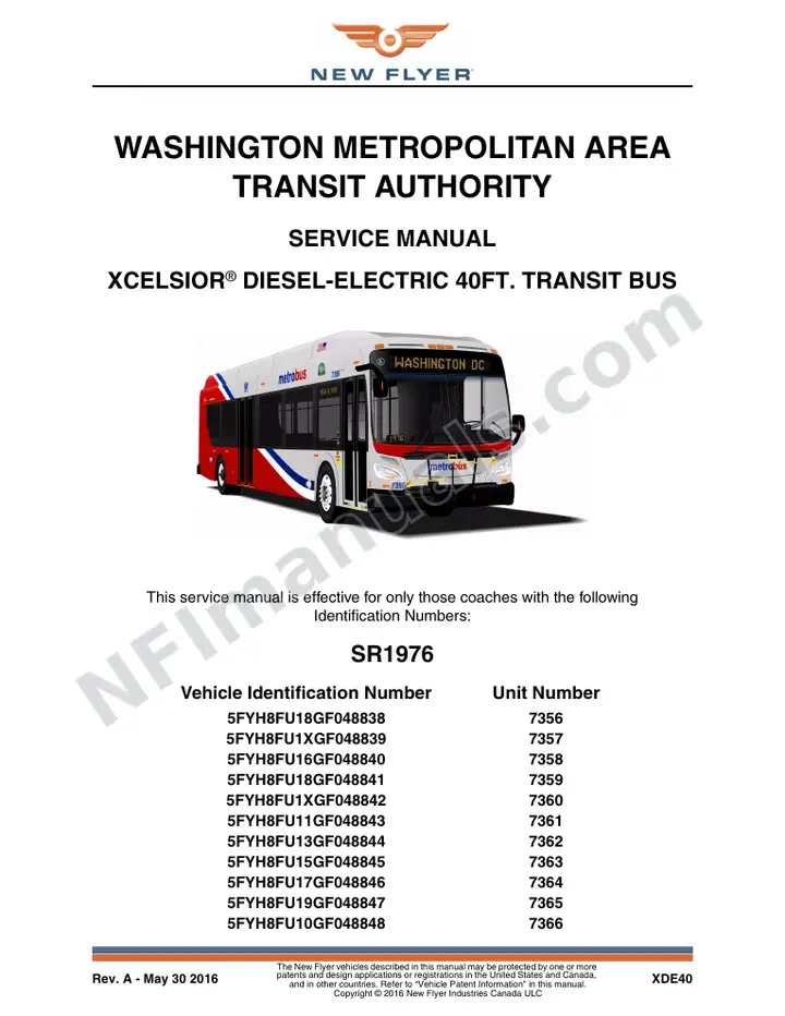 SR1976 Service Manual, WMATA first-page preview