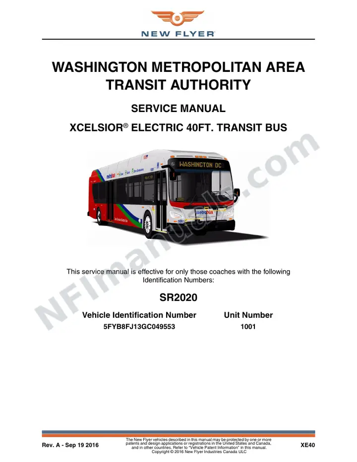SR2020 Service Manual, WMATA first-page preview