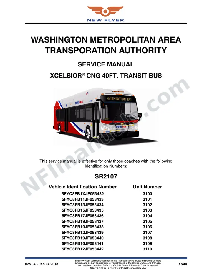 SR2107 Service Manual, Washington Metrpolitan Area Transit Authority first-page preview