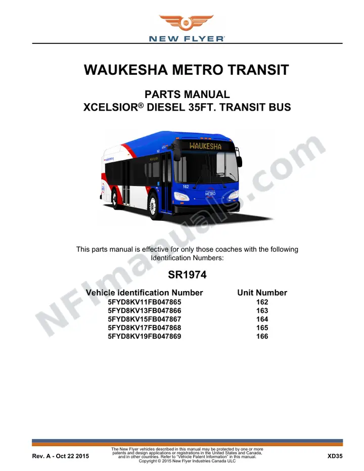 SR1974 Parts Manual, Waukesha Metro Transit first-page preview