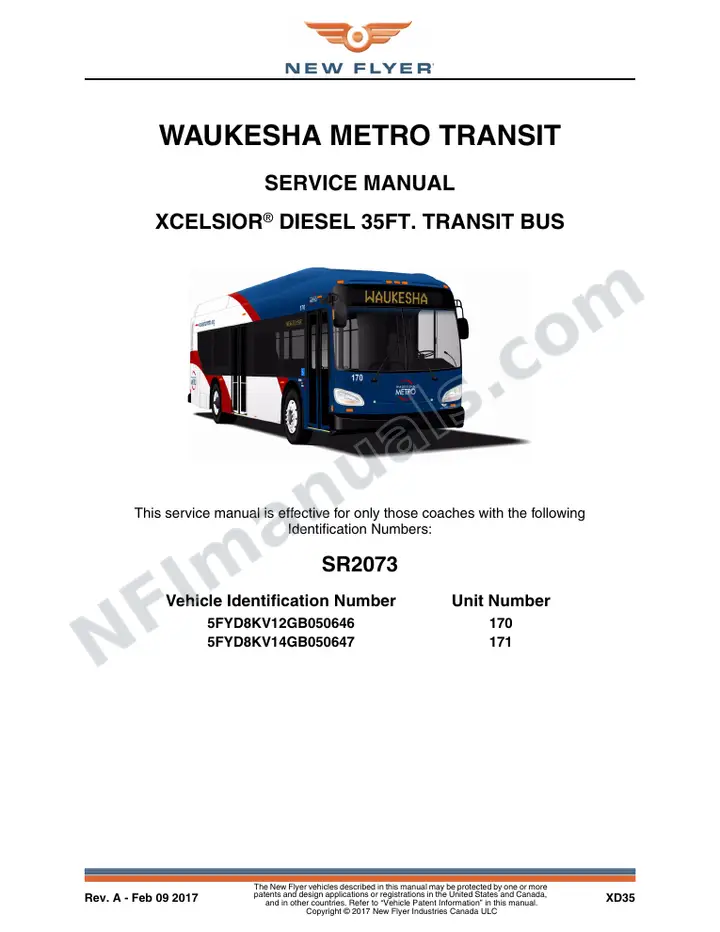 SR2073 Service Manual, Waukesha metro Transit first-page preview