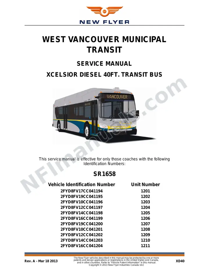 SR1658 Service Manual, West Vancouver Municipal Transit first-page preview