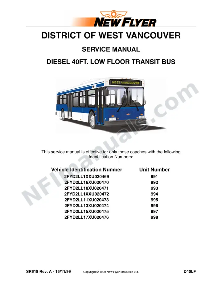 SR618 Service Manual, District of West Vancouver first-page preview