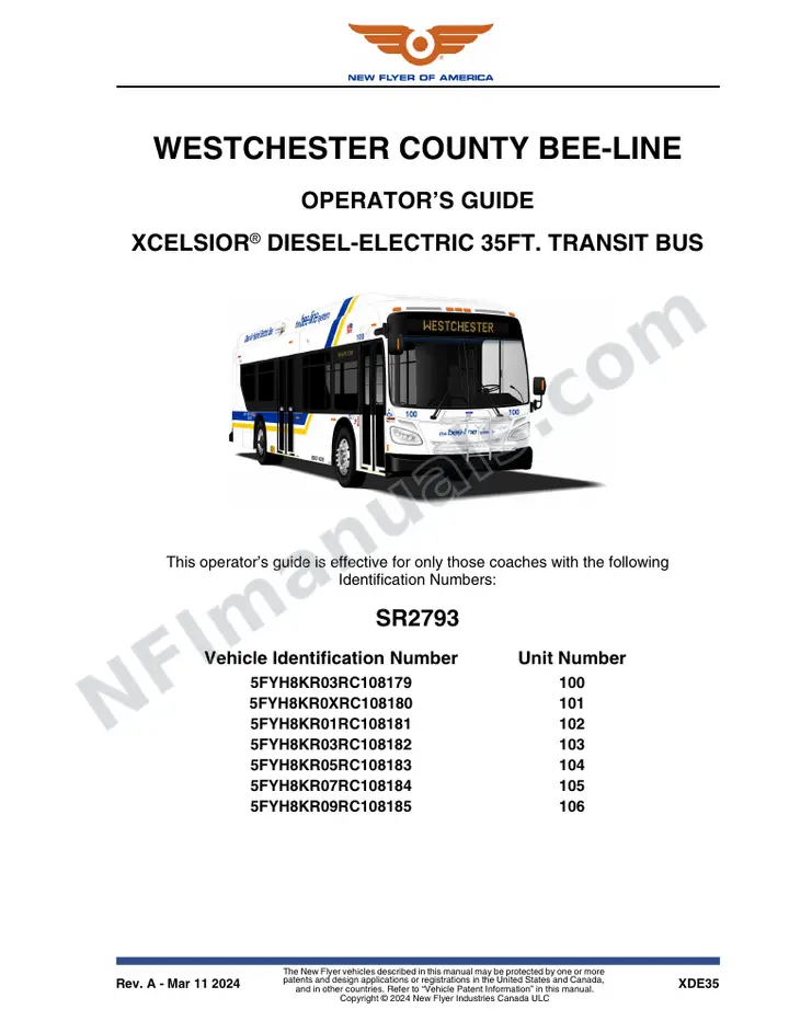 SR2793 Operator's Guide, Westchester County Bee-Line first-page preview