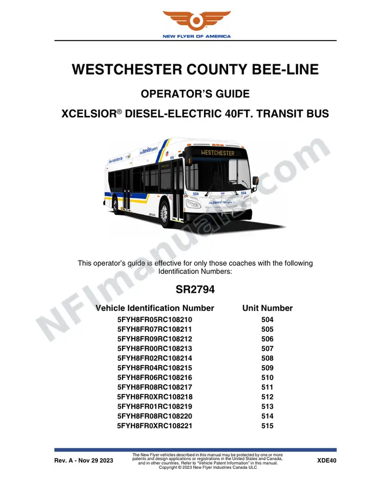 SR2794 Operator's Guide, Westchester County Bee-Line first-page preview