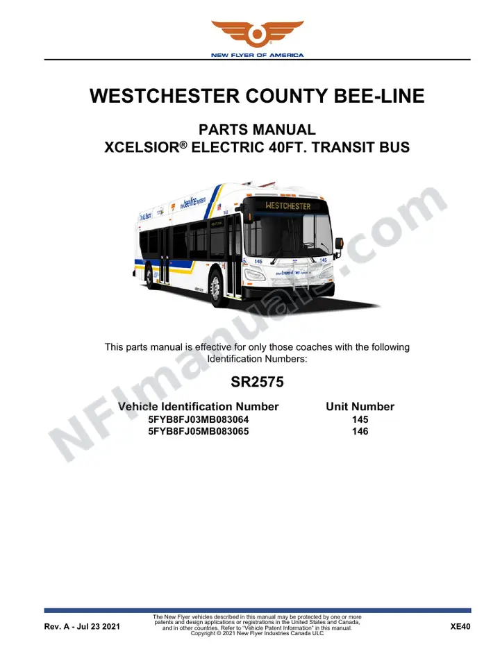 SR2575 Parts Manual, Westchester County Bee-Line first-page preview