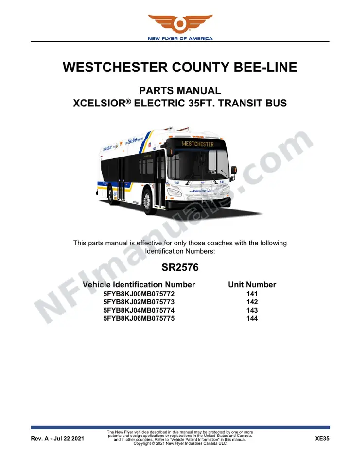 SR2576 Parts Manual, Westchester County Bee-Line first-page preview