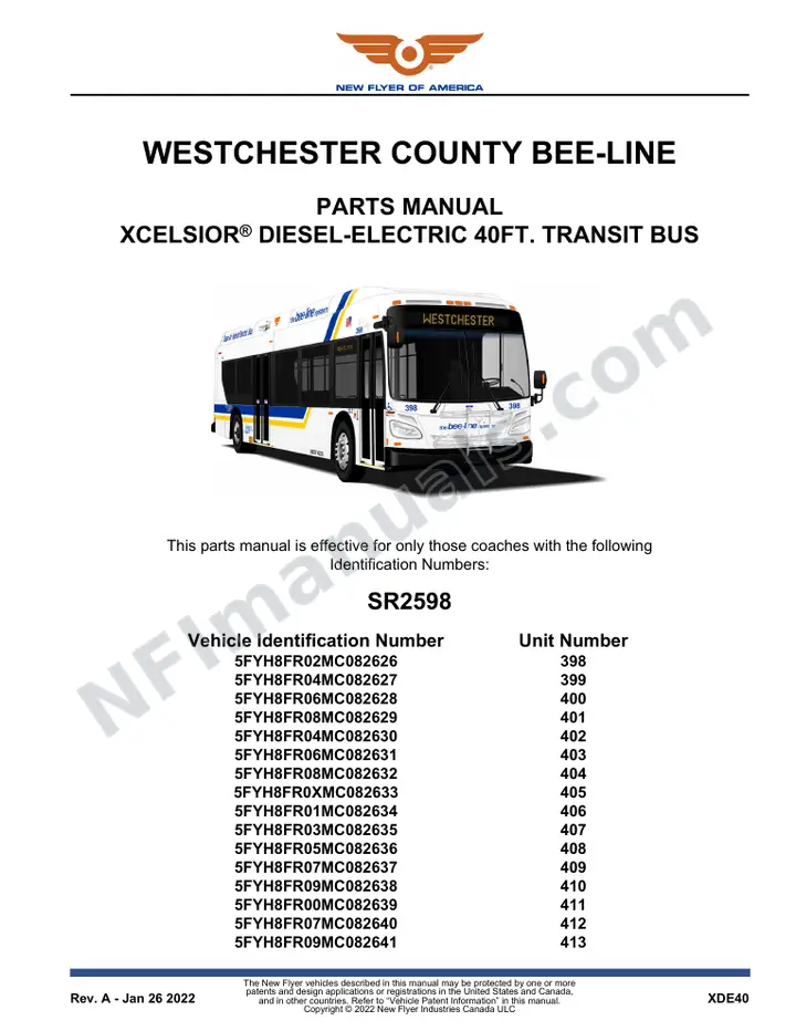 SR2598 Parts Manual, Westchester County Bee-Line first-page preview
