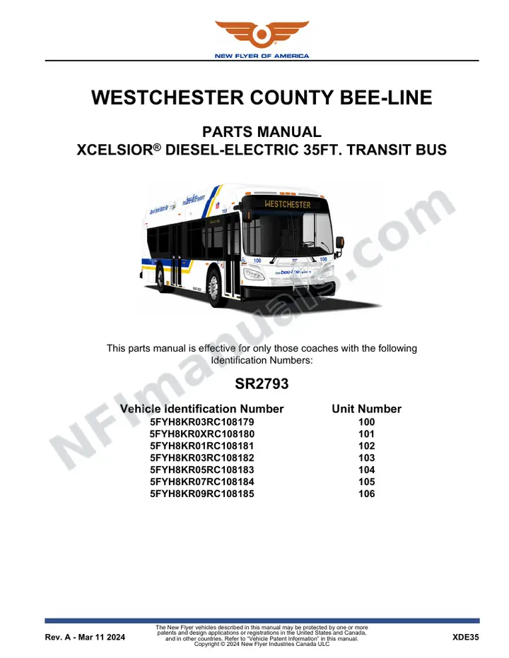 SR2793 Parts Manual, Westchester County Bee-Line first-page preview