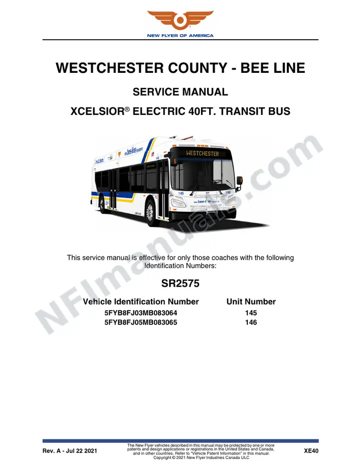 SR2575 Service Manual, Westchester County - Bee Line first-page preview