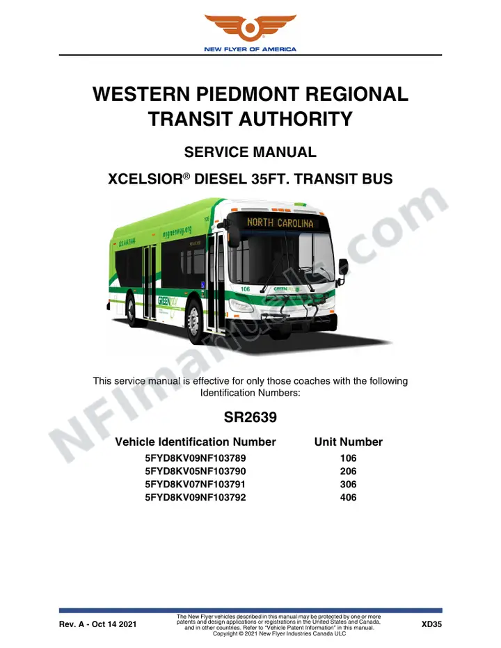 SR2639 Service Manual, Western Piedmont Regional Transit Authority first-page preview