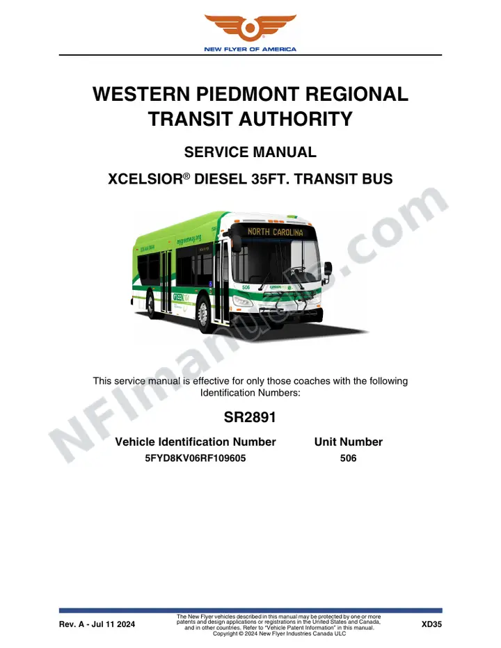 SR2891 Service Manual, Western Piedmont Regional Transit Authority first-page preview