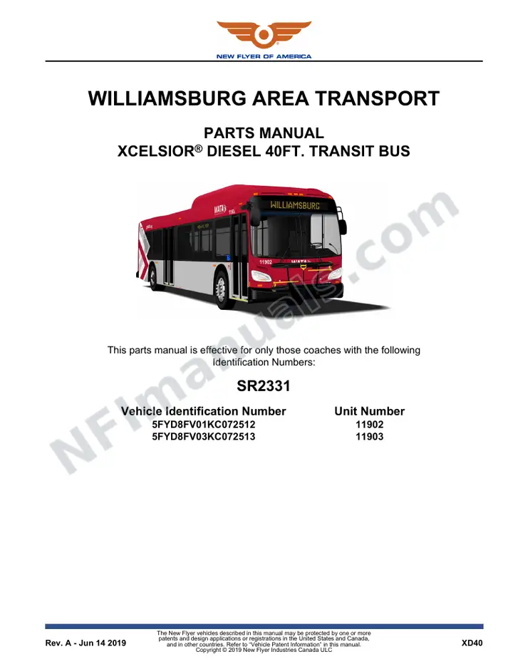 SR2331 Parts Manual, Williamsburg Area Transport first-page preview