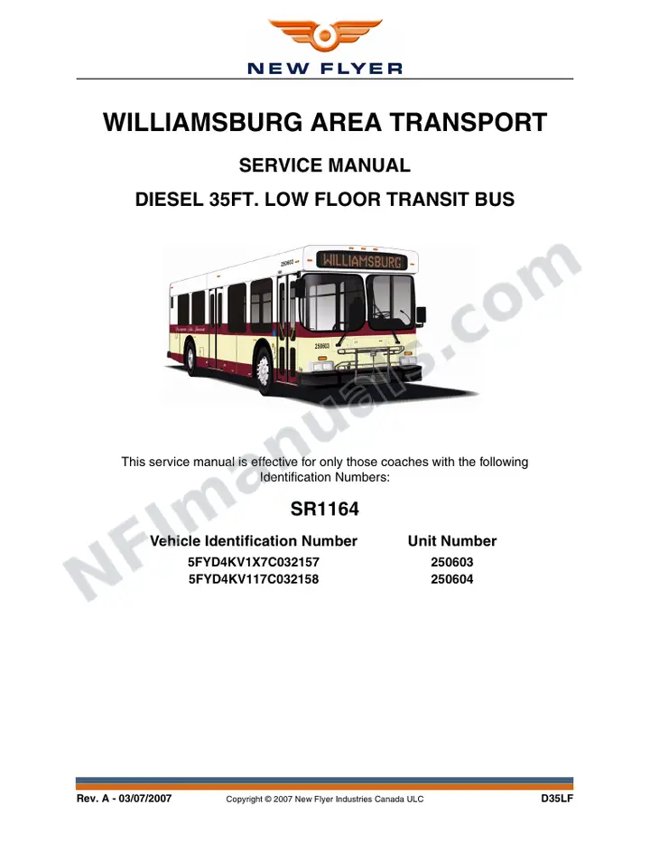 SR1164 Service Manual, Williamsburg Area Transport first-page preview