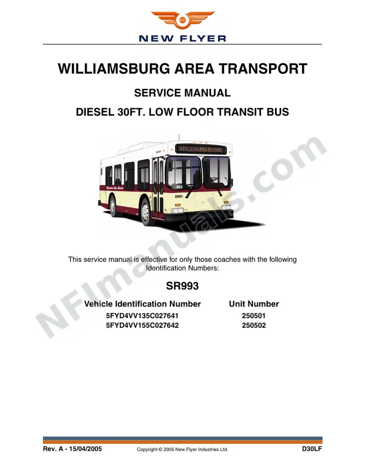 SR993 Service Manual, Williamsburg Area Transport first-page preview