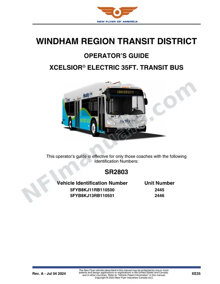SR2803 Operator's Guide, Windham Region Transit District first-page preview