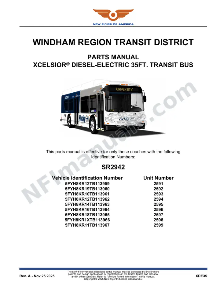 SR2942 Parts Manual, Windham Region Transit District first-page preview