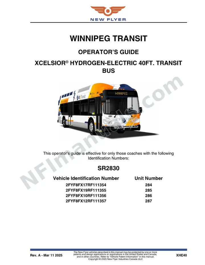 New Flyer XHE40 Manual Package - Winnipeg Transit included manual preview