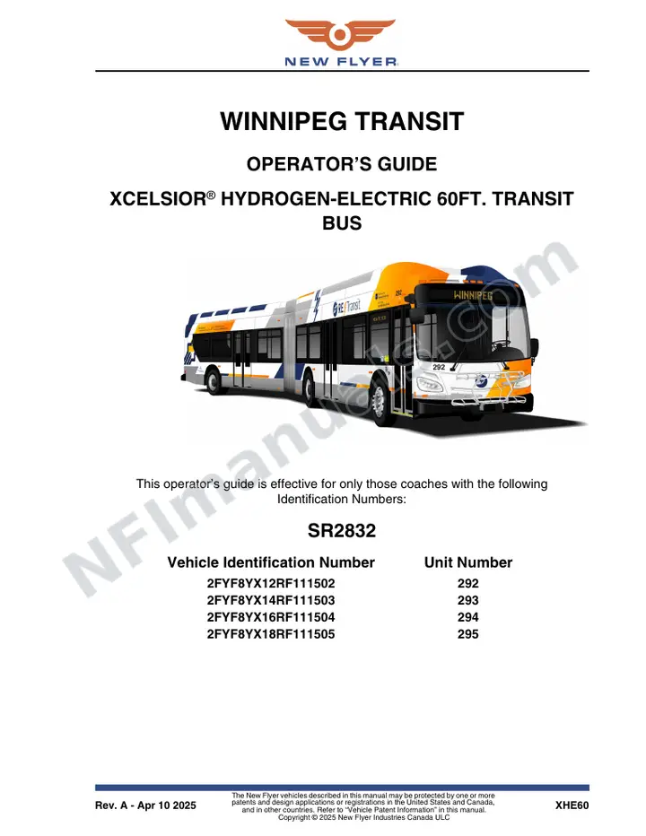 New Flyer XHE60 Manual Package - Winnipeg Transit included manual preview