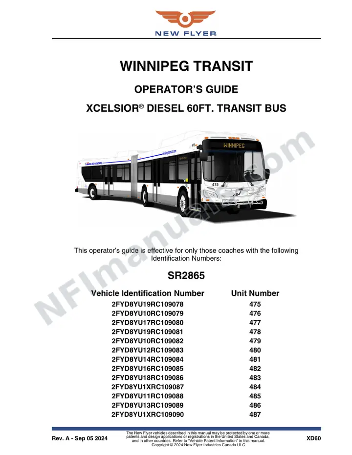 SR2865 Operator's Guide, Winnipeg Transit first-page preview