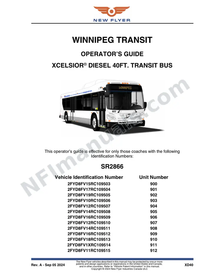 SR2866 Operator's Guide, Winnipeg Transit first-page preview