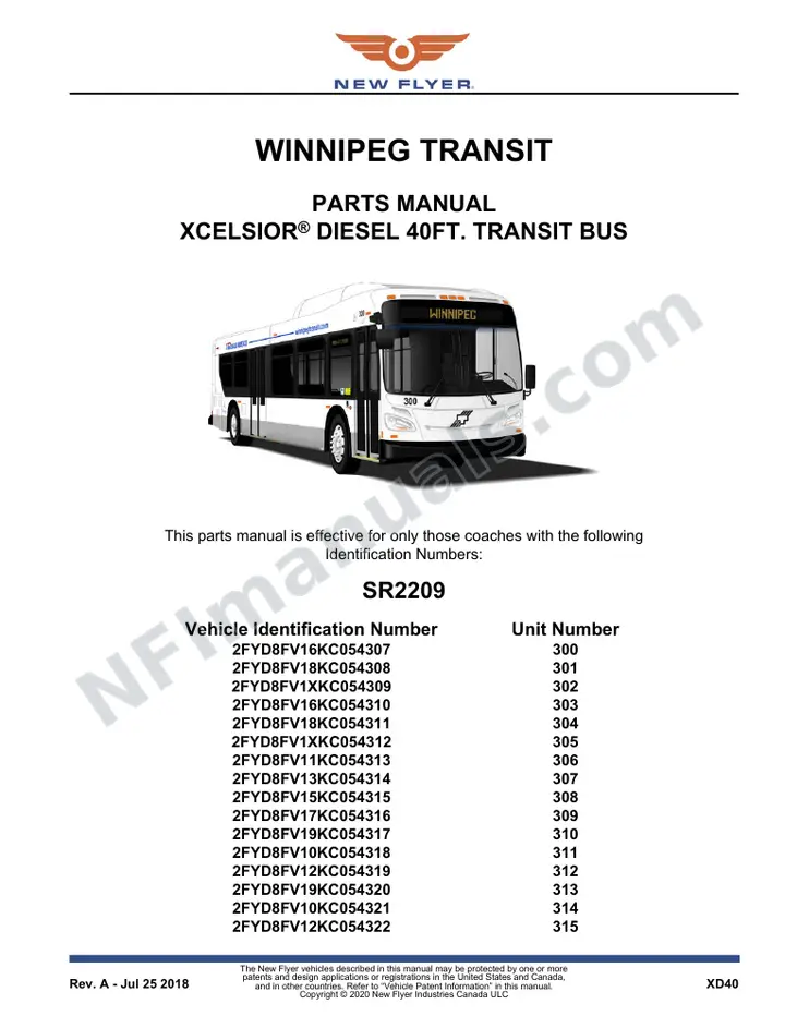 SR2209 Parts Manual, Winnipeg Transit first-page preview