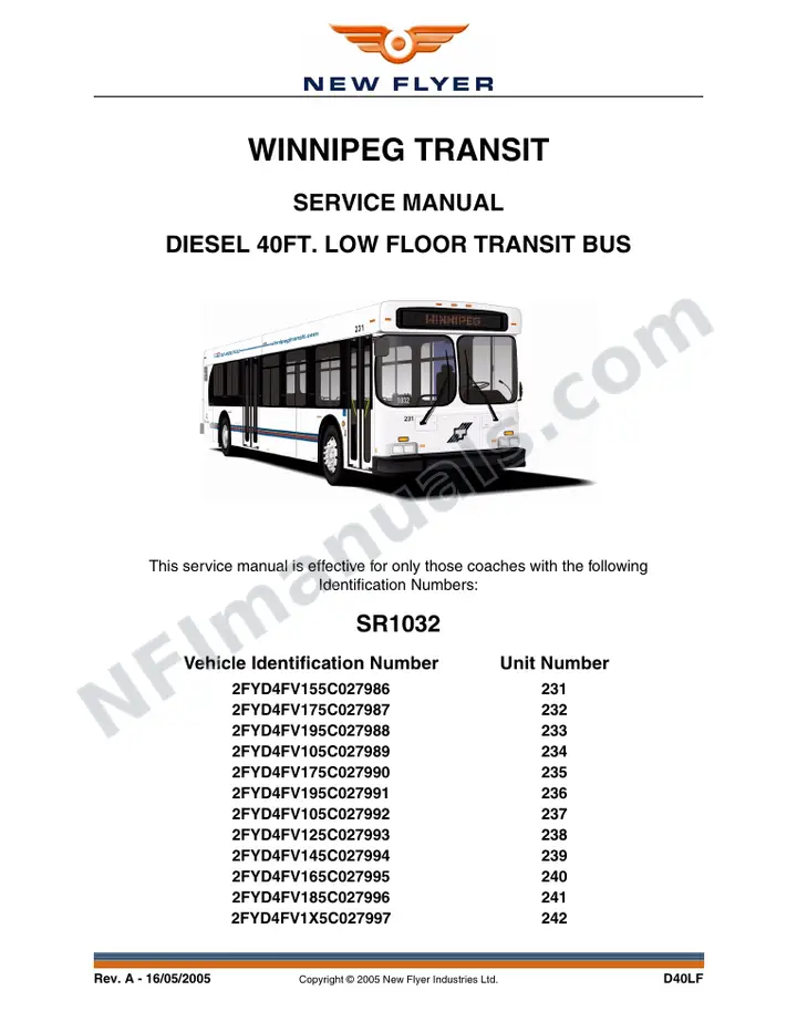 SR1032 Service Manual, Winnipeg Transit first-page preview