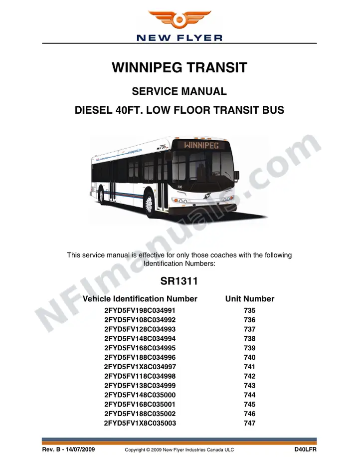 SR1311_1349 Service Manual, Winnipeg Transit first-page preview