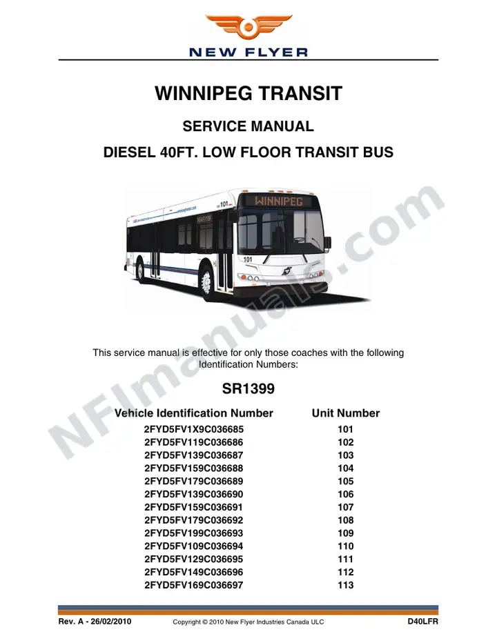 SR1399 Service Manual, Winnipeg Transit first-page preview