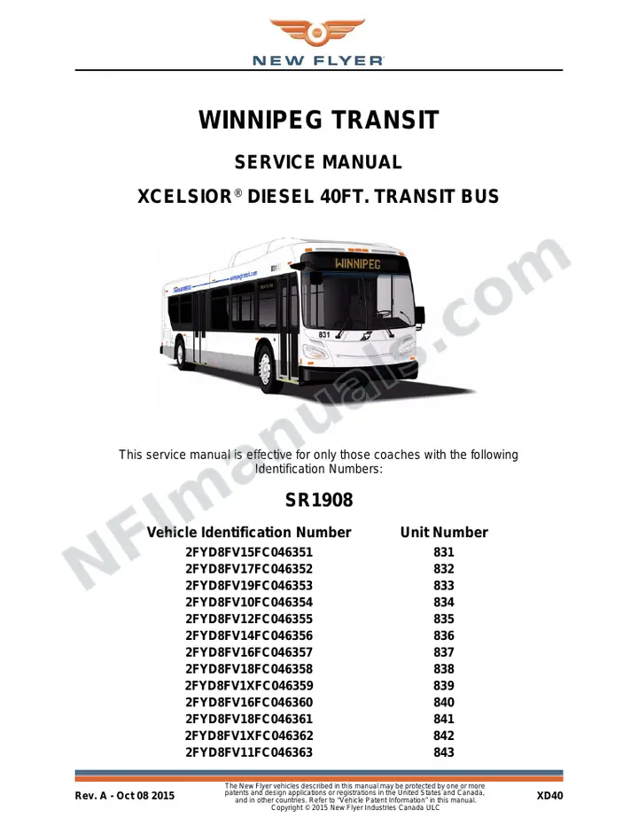 SR1908 Service Manual, Winnipeg Transit first-page preview