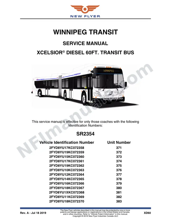 SR2354 Service Manual, Winnipeg Transit first-page preview