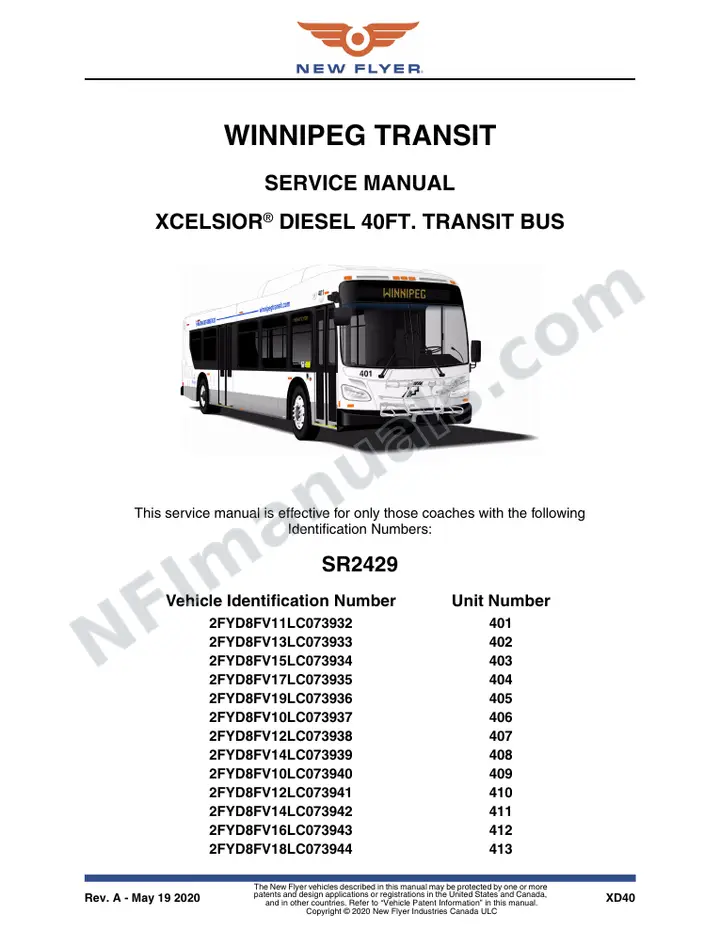 SR2429 Service Manual, Winnipeg Transit first-page preview