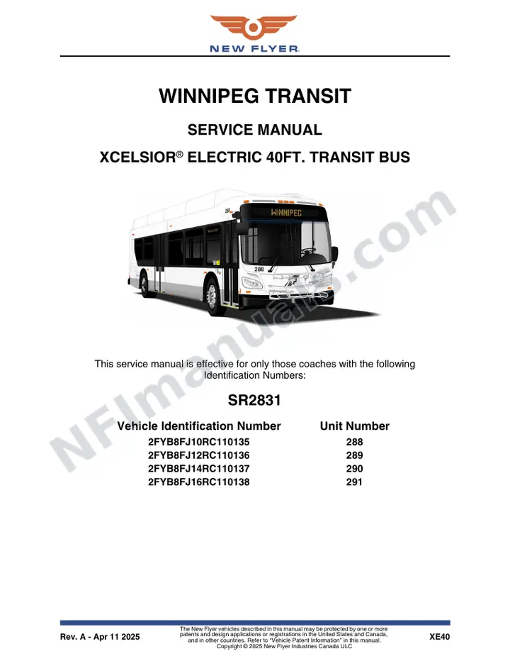 SR2831 Service Manual, Winnipeg Transit first-page preview