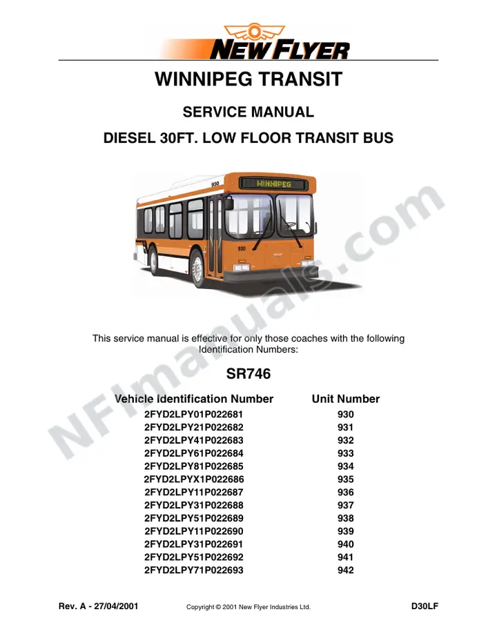 SR746 Service Manual, Winnipeg Transit first-page preview